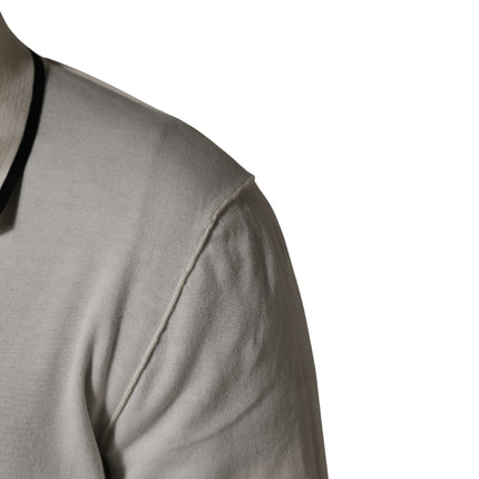 Dolce & Gabbana White Cotton Blend Men Polo Pullover Sweater