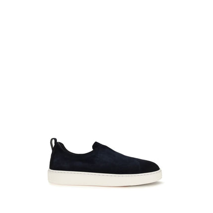 Santoni Blue Calf Leather Bos Taurus Sneakers