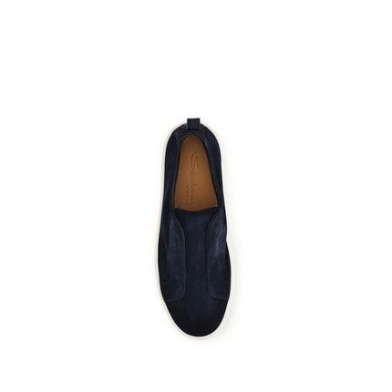 Santoni Blue Calf Leather Bos Taurus Sneakers