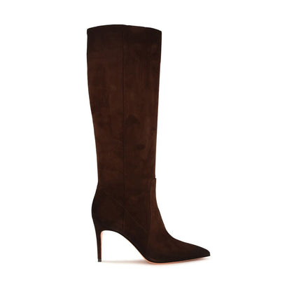 Santoni Brown Calf Leather Bos Taurus High Heel Boots