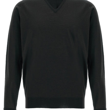 JOHN SMEDLEY Black Merino Wool Cardigan