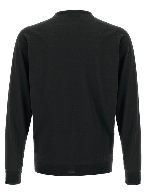 JOHN SMEDLEY Black Merino Wool Cardigan