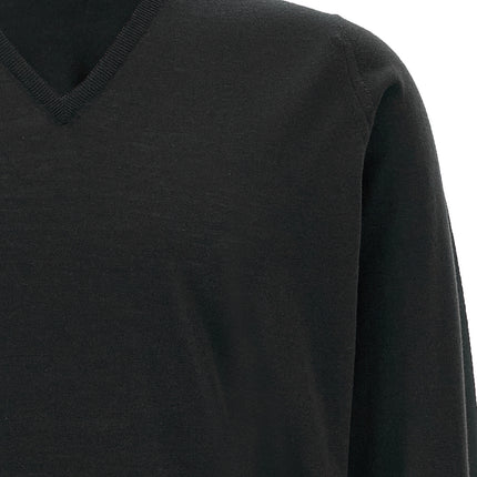 JOHN SMEDLEY Black Merino Wool Cardigan