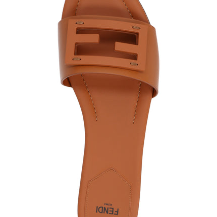 Fendi Brown Lamb Leather Slides