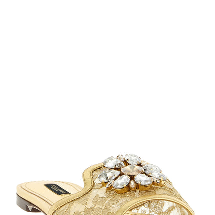 Dolce & Gabbana Gold Polyamide Slides