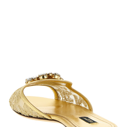 Dolce & Gabbana Gold Polyamide Slides