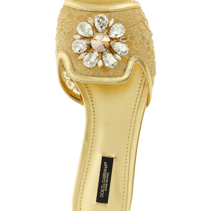 Dolce & Gabbana Gold Polyamide Slides
