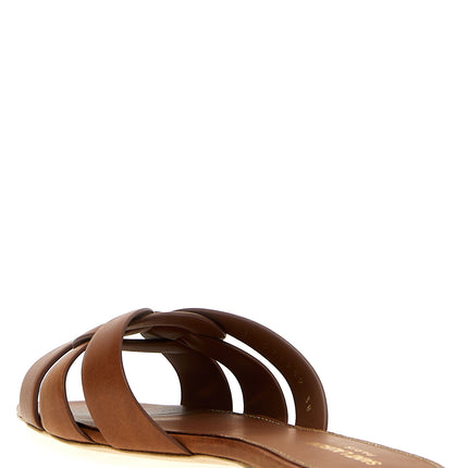 Saint Laurent Brown Calfskin Slides