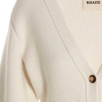 Khaite White Cashmere Cardigan