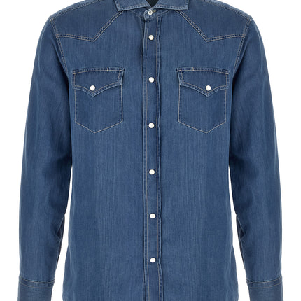 Brunello Cucinelli Blue Cotton Blouse
