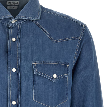 Brunello Cucinelli Blue Cotton Blouse