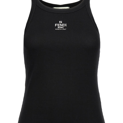 Fendi Black Cotton Sleeveles T-Shirt
