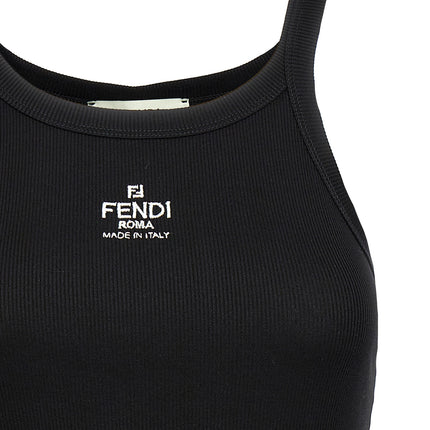 Fendi Black Cotton Sleeveles T-Shirt