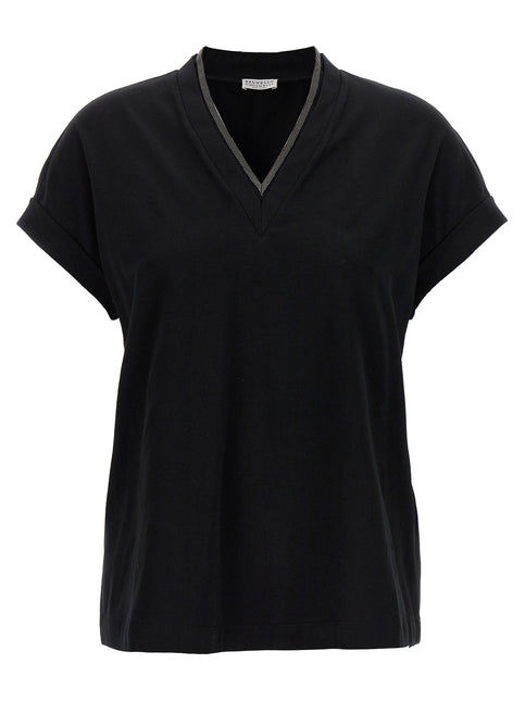 Brunello Cucinelli Black Cotton T-Shirt