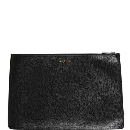 Dolce & Gabbana Black #DGFamily Embellished Leather Clutch Borse Bag