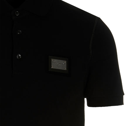 Dolce & Gabbana Black Cotton Polo Shirt