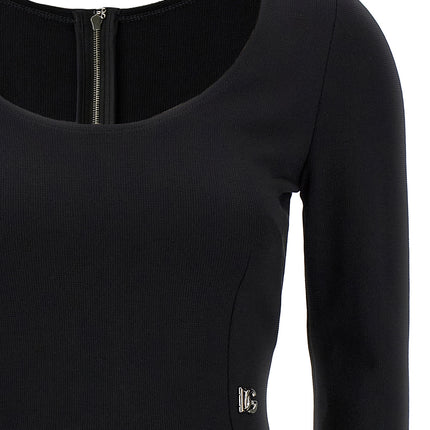 Dolce & Gabbana Black Viscose Midi Dress