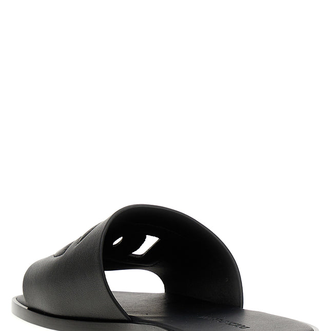 Dolce & Gabbana Black Leather Slides