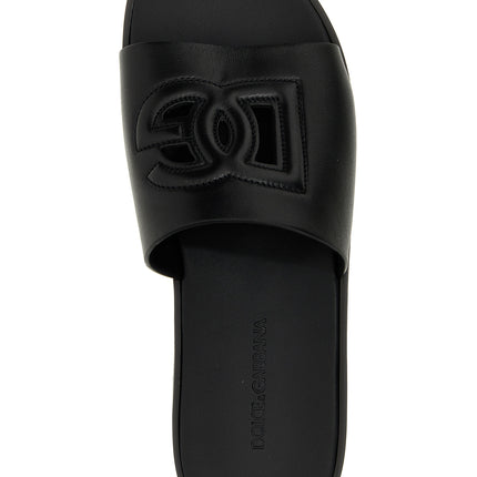 Dolce & Gabbana Black Leather Slides