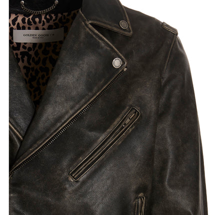 Golden Goose Black Calfskin Leather Jacket