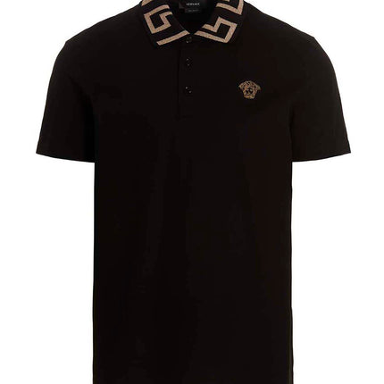 Versace Black Cotton Polo Shirt