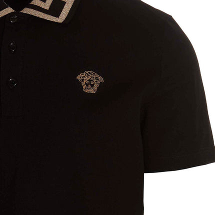 Versace Black Cotton Polo Shirt