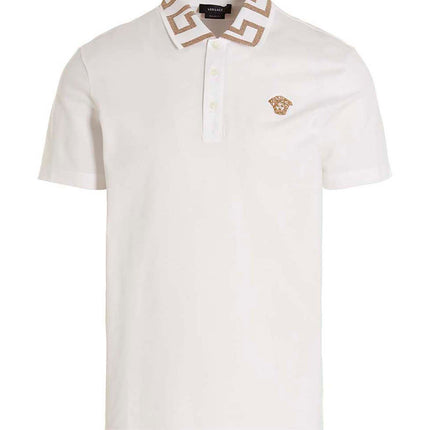 Versace White Cotton Polo Shirt