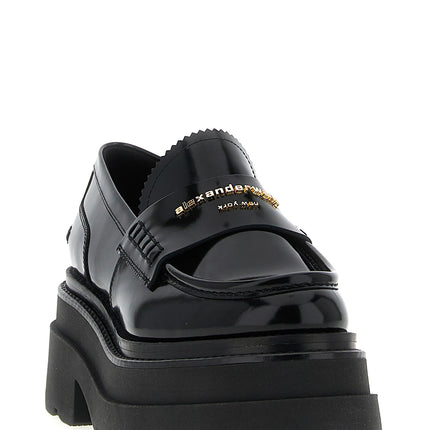 Alexander Wang Black Cowhide Platform Loafers