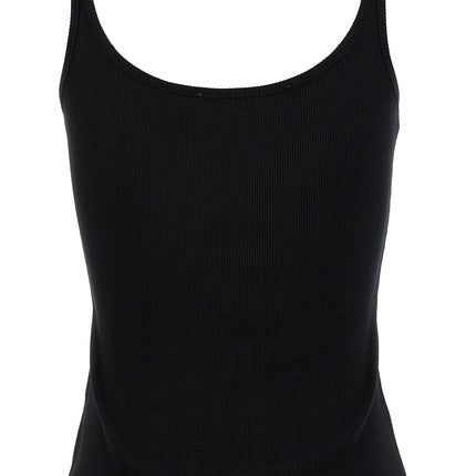 Off-White Black Cotton Sleeveles T-Shirt