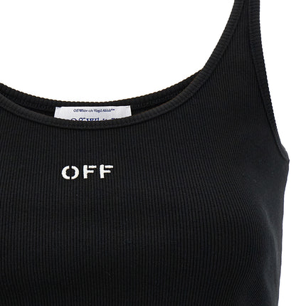 Off-White Black Cotton Sleeveles T-Shirt