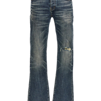PURPLE Blue Cotton Flared Jeans
