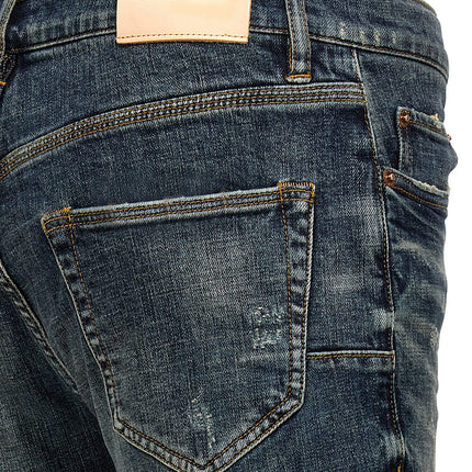 PURPLE Blue Cotton Flared Jeans