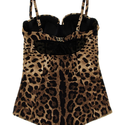 Dolce & Gabbana Brown Polyamide One-Piece Swimsuit