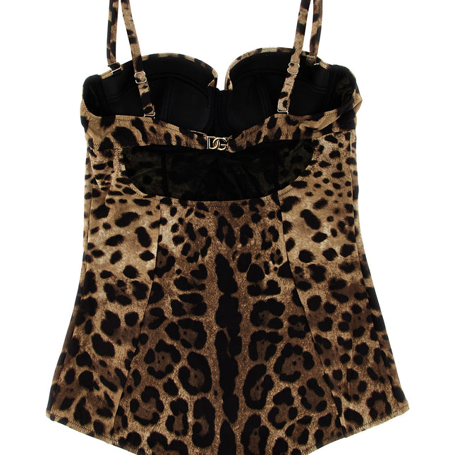 Dolce & Gabbana Brown Polyamide One-Piece Swimsuit
