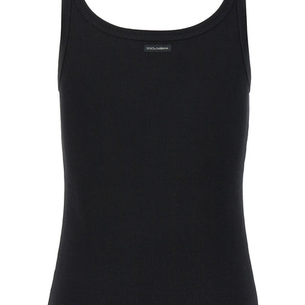 Dolce & Gabbana Black Cotton Tank Tops
