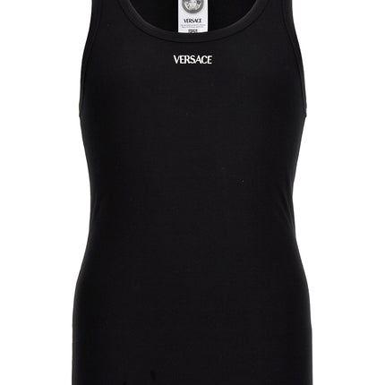 Versace Black Cotton Sleeveles T-Shirt