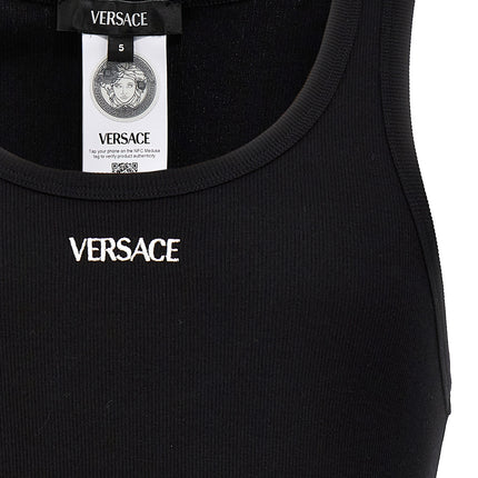 Versace Black Cotton Sleeveles T-Shirt