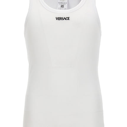 Versace White Cotton Sleeveles T-Shirt