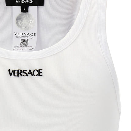 Versace White Cotton Sleeveles T-Shirt
