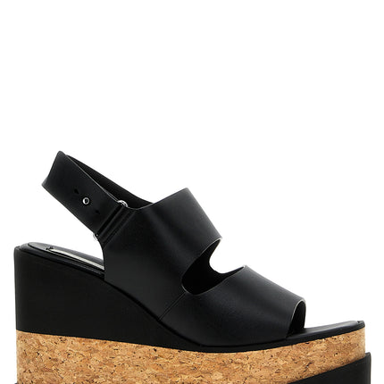 Stella McCartney Black Polyester Wedge Sandals