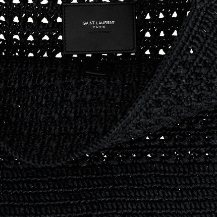 Saint Laurent Black Raffia Tote Bag
