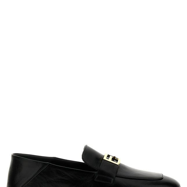 Fendi Black Lamb Leather Slip-On Loafers