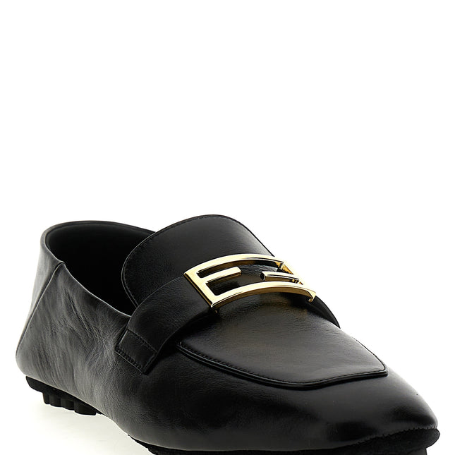 Fendi Black Lamb Leather Slip-On Loafers