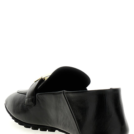 Fendi Black Lamb Leather Slip-On Loafers