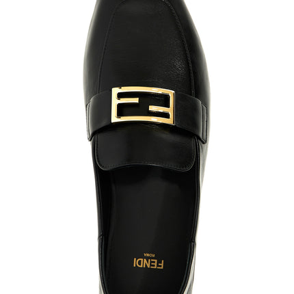 Fendi Black Lamb Leather Slip-On Loafers