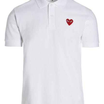 Comme Des Garçons Play White Cotton Polo Shirt