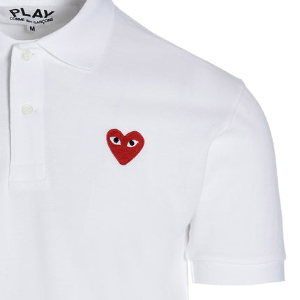 Comme Des Garçons Play White Cotton Polo Shirt