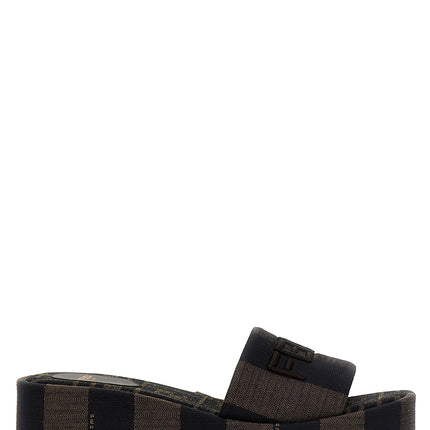 Fendi Brown Cotton Slides