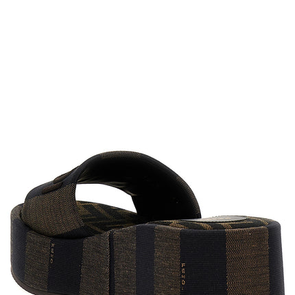 Fendi Brown Cotton Slides