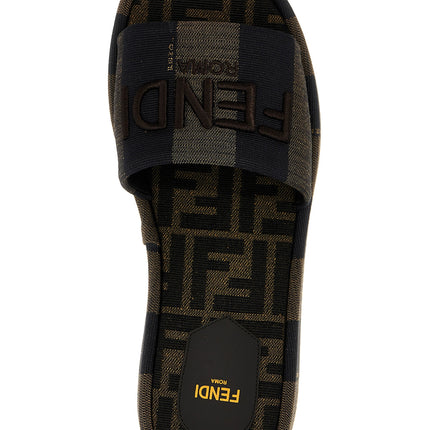 Fendi Brown Cotton Slides